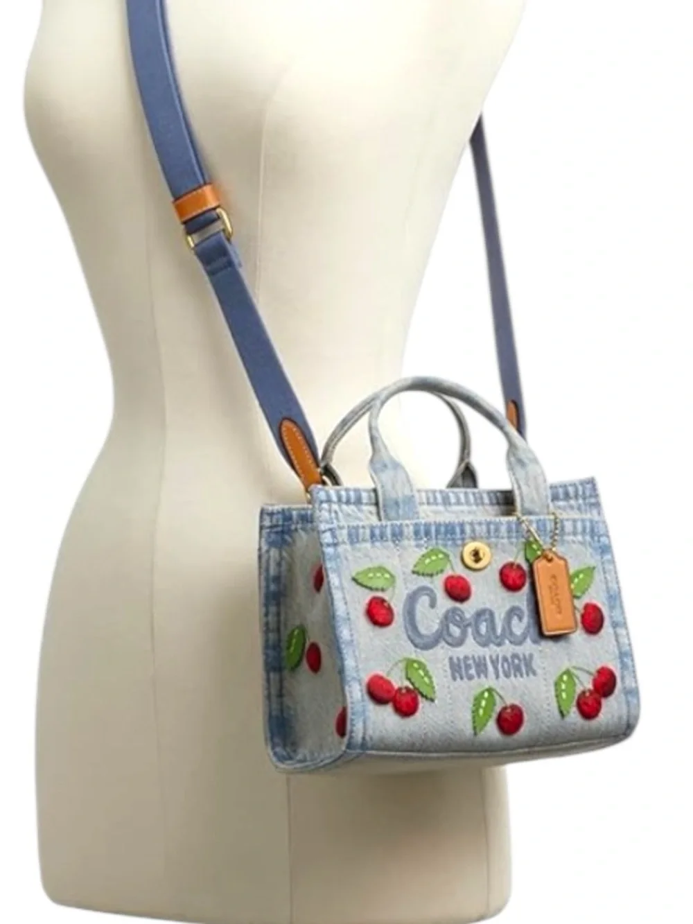 Coach 20 Denim Cherry Embroidered Mini Tote NWT - Picture 4 of 4